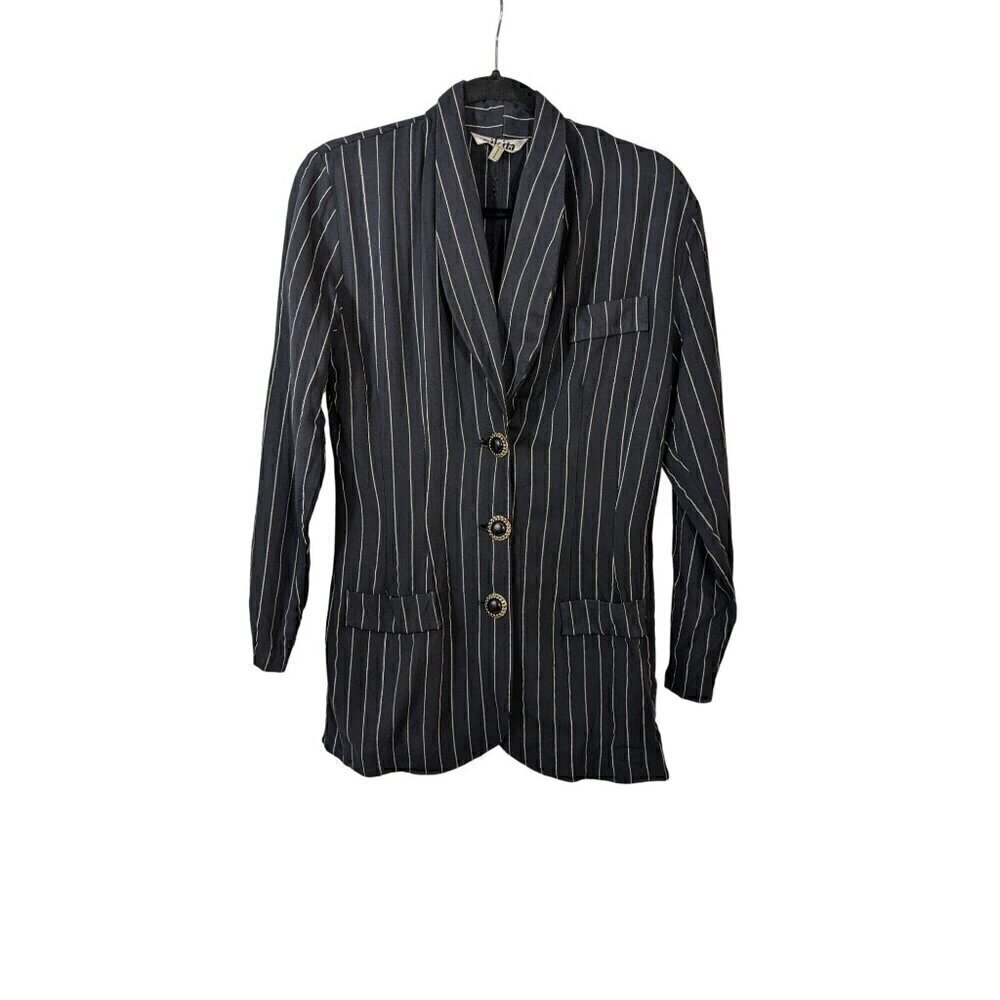 Vintage Nikita Navy Blue Pinstripe Blazer Size 3